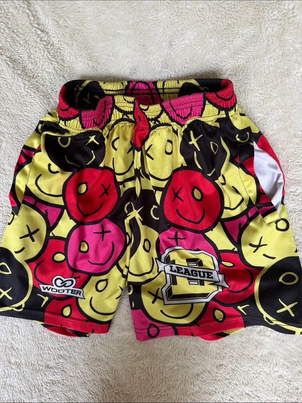 Wooter 3 League Basketball Shorts – Colorful Smiley Face Design